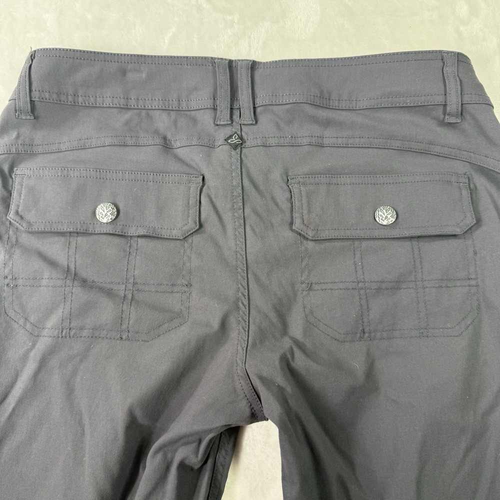 Prana Pants Womens 8 Gray Stretch Roll-up Snap Hiking Outdoors Gorpcore‎ - Picture 6 of 13